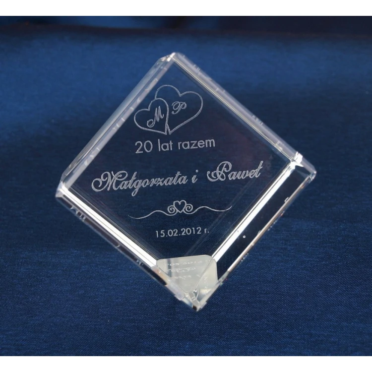 Trofeum szklane - SZEŚCIAN - ślub, rocznica, podziękowanie