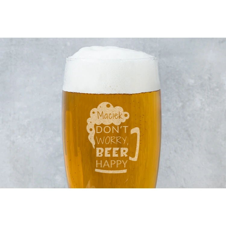 Szklanka na piwo z grawerem - Don't worry, beer happy - SP005