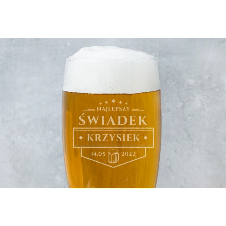 Szklanka na piwo z grawerem - Najlepszy świadek - SP020