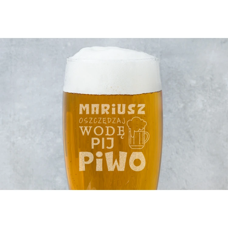 Szklanka na piwo z grawerem - Oszczędzaj wodę, pij piwo - SP001