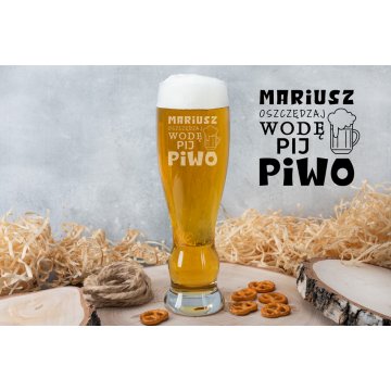 Szklanka na piwo z grawerem - Oszczędzaj wodę, pij piwo - SP001