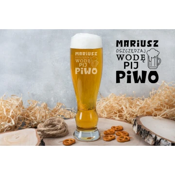 Szklanka na piwo z grawerem - Oszczędzaj wodę, pij piwo - SP001