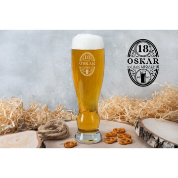Szklanka na piwo z grawerem - prezent osiemnastkowy - SP006