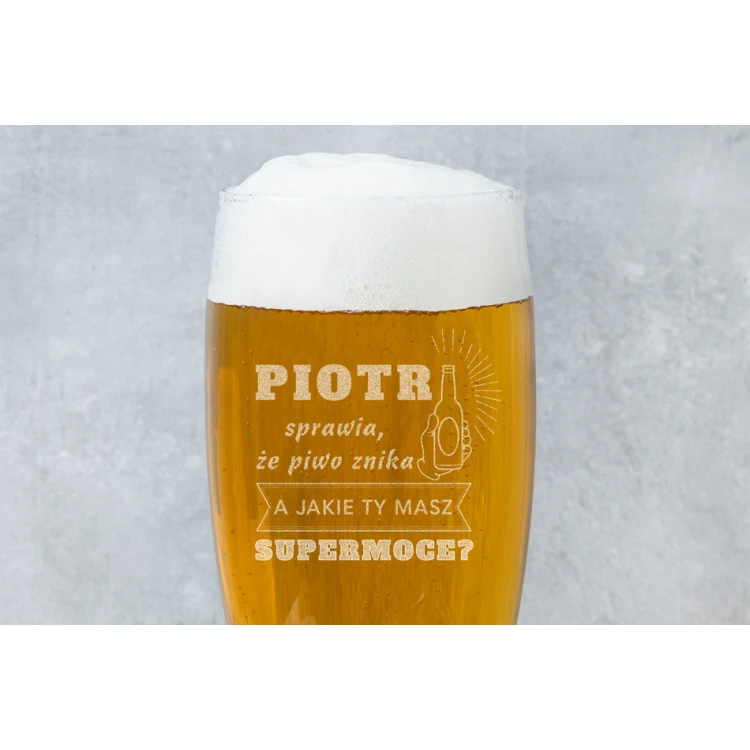 Szklanka na piwo z grawerem - Supermoc - SP023