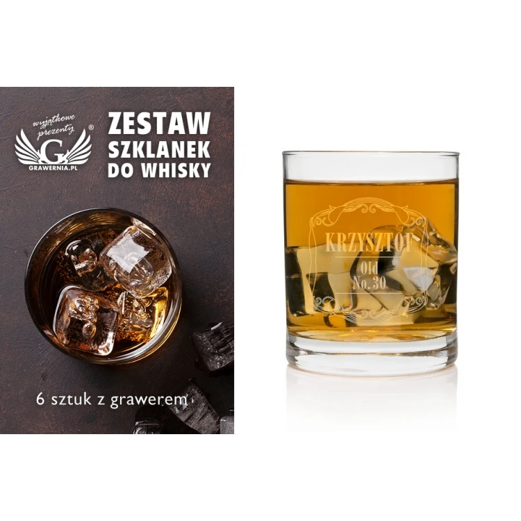 Szklanki do whisky z grawerem 6 sztuk - Baldwin - SZK001