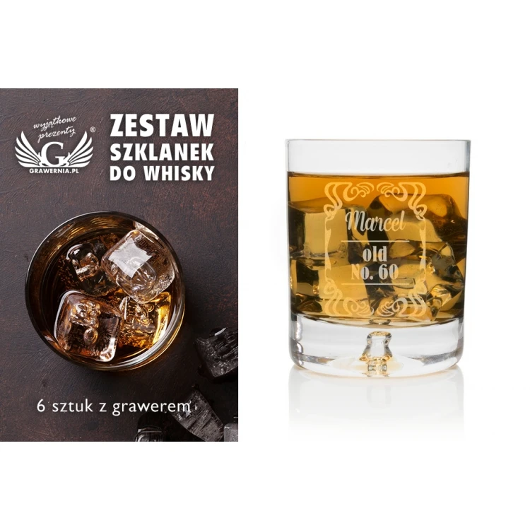 Szklanki do whisky z grawerem 6 sztuk - Lambert - SZK002