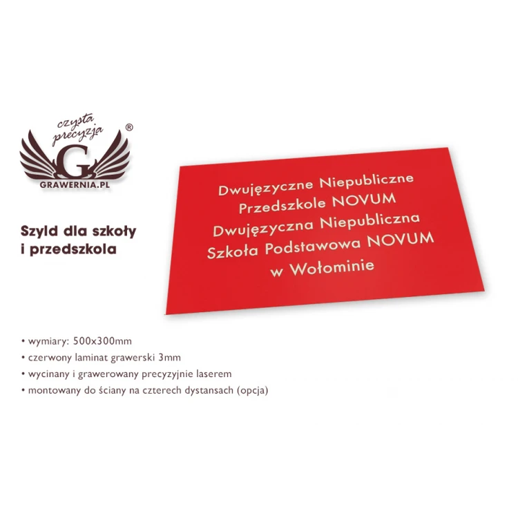 SZYLD DLA SZKOŁY I PRZEDSZKOLA - SZ082 - wym. 500x300mm
