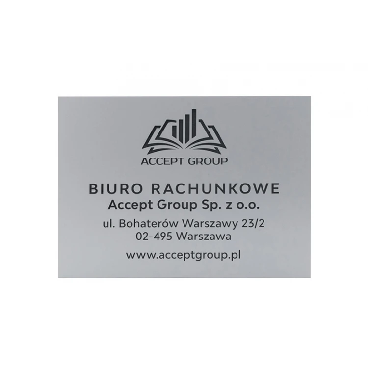 Szyld firmowy grawerowany - srebrny mat exterior - SZ126 - wym. 297x210mm (A4)