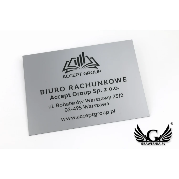 Szyld firmowy grawerowany - srebrny mat exterior - SZ126 - wym. 297x210mm (A4)
