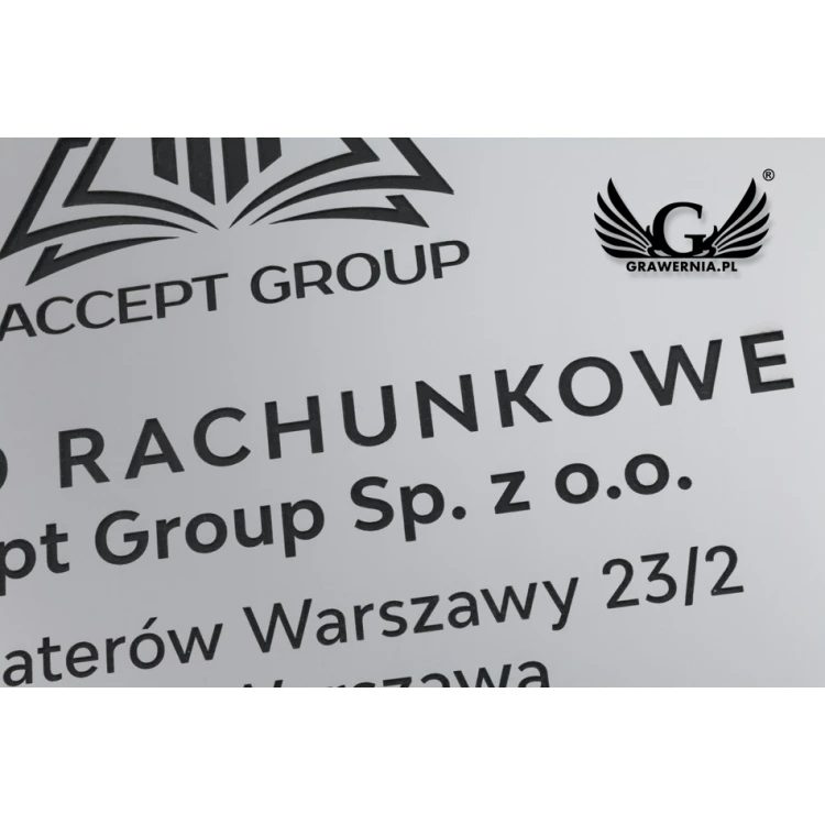 Szyld firmowy grawerowany - srebrny mat exterior - SZ126 - wym. 297x210mm (A4)
