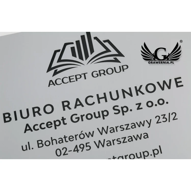 Szyld firmowy grawerowany - srebrny mat exterior - SZ126 - wym. 297x210mm (A4)