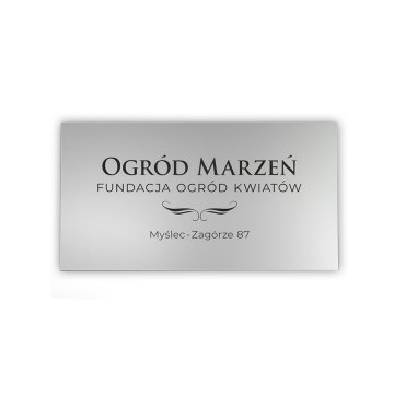 Szyld firmowy - srebrny matowy laminat grawerski - wym. 800x440mm - SZ115