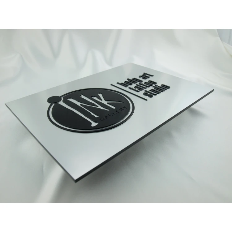 SZYLD FIRMOWY z WYPUKŁYM LOGO - srebrny - SZ062 - wymiary 297x210mm (A4)
