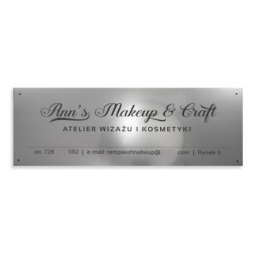 Szyld firmowy - srebrny zewnętrzny laminat grawerski gr. 3mm - wym. 800x280mm - SZ122