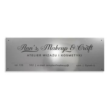 Szyld firmowy - srebrny zewnętrzny laminat grawerski gr. 3mm - wym. 800x280mm - SZ122
