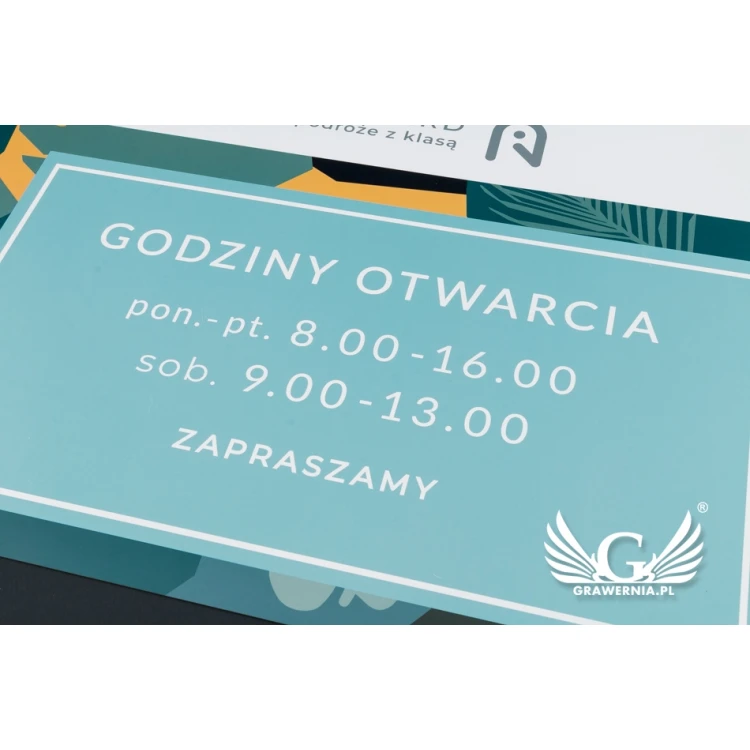 Szyld firmowy - wym. 420x300mm - białe tworzywo PCW - SZ118