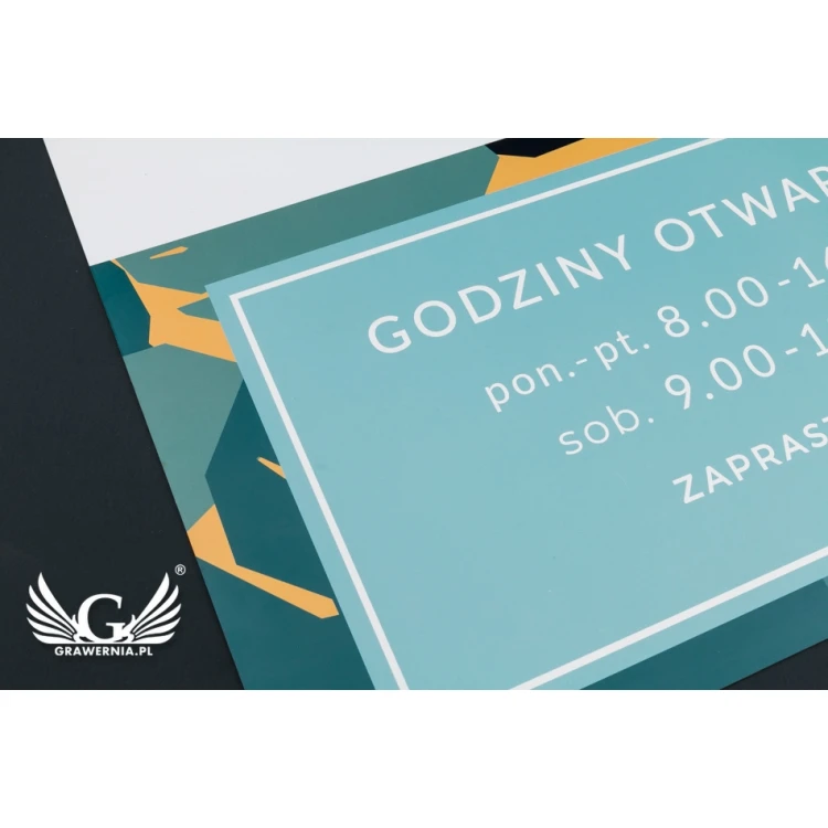 Szyld firmowy - wym. 420x300mm - białe tworzywo PCW - SZ118