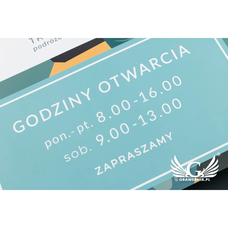 Szyld firmowy - wym. 420x300mm - białe tworzywo PCW - SZ118