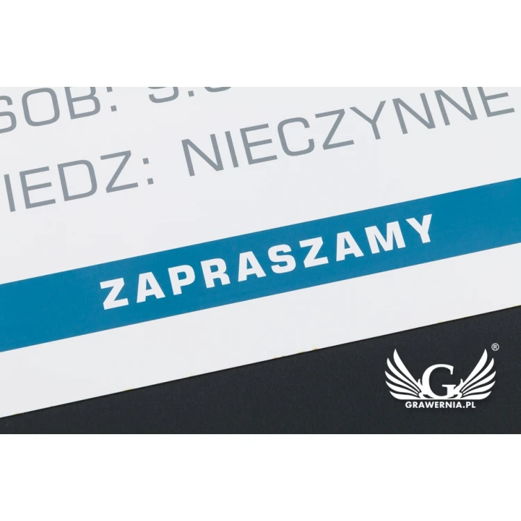 Szyld firmowy - wym. 420x300mm - białe tworzywo PCW - SZ119