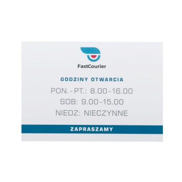 Szyld firmowy - wym. 420x300mm - białe tworzywo PCW - SZ119