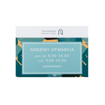 Szyld firmowy - wym. 420x300mm - białe tworzywo PCW - SZ118