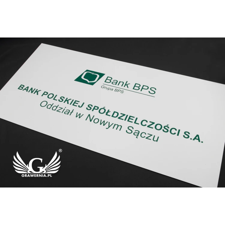 Szyld firmowy - wym. 600x300mm - biały laminat grawerski - SZ113