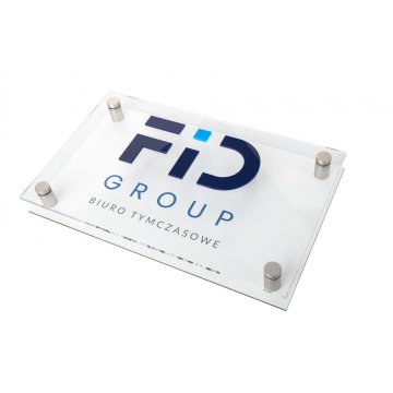 Szyld firmowy biały dibond i akryl - wypukłe litery - wym. 360x220mm - SPD038