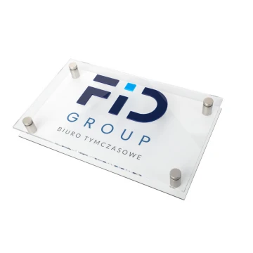 Szyld firmowy biały dibond i akryl - wypukłe litery - wym. 360x220mm - SPD038