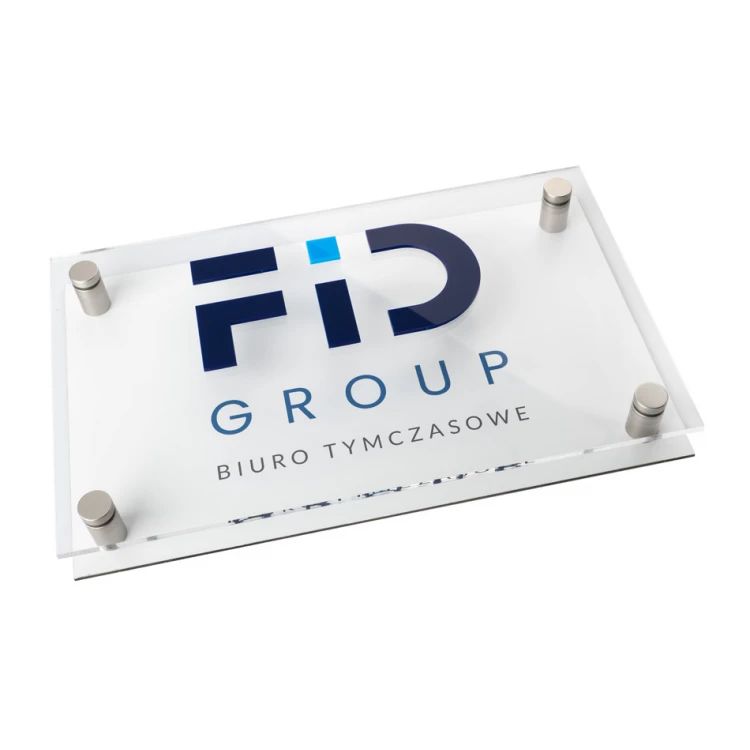 Szyld firmowy biały dibond i akryl - wypukłe litery - wym. 360x220mm - SPD038
