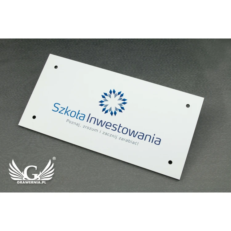 Szyld firmowy z kolorowym logotypem - wym. 300x150mm - DRUK UV - SZUV006