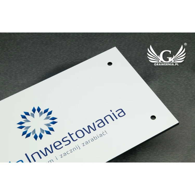 Szyld firmowy z kolorowym logotypem - wym. 300x150mm - DRUK UV - SZUV006