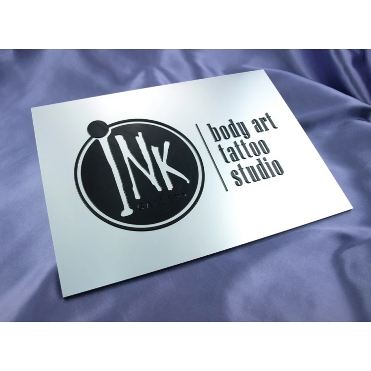 SZYLD FIRMOWY z WYPUKŁYM LOGO - srebrny - SZ062 - wymiary 297x210mm (A4)