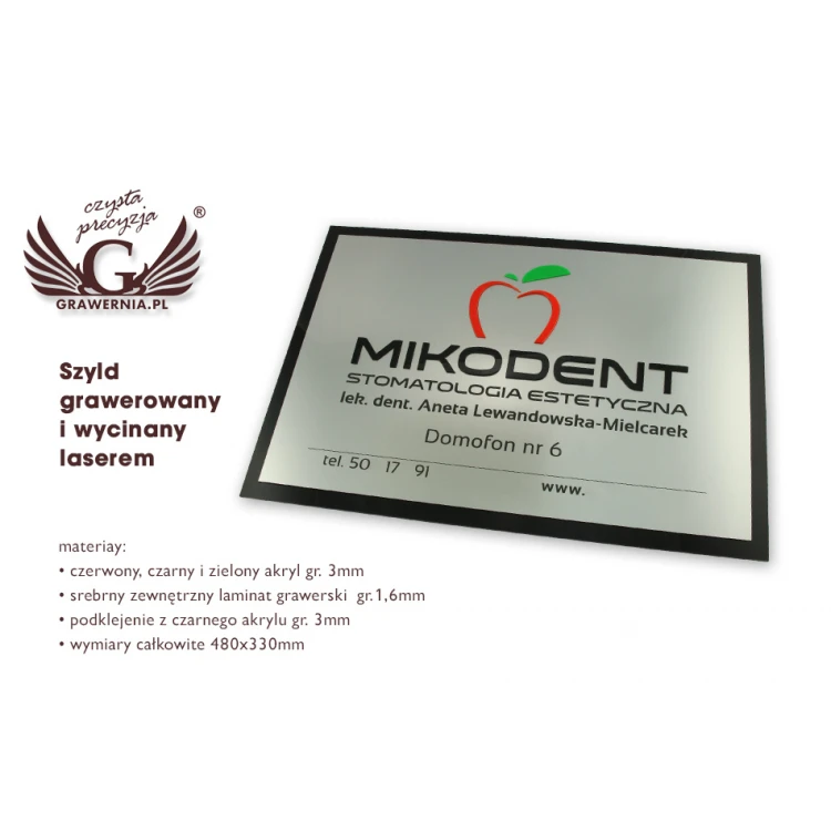 SZYLD FIRMOWY z WYPUKŁYM LOGO - kolorowy - SZ095 - wymiary 480x330mm