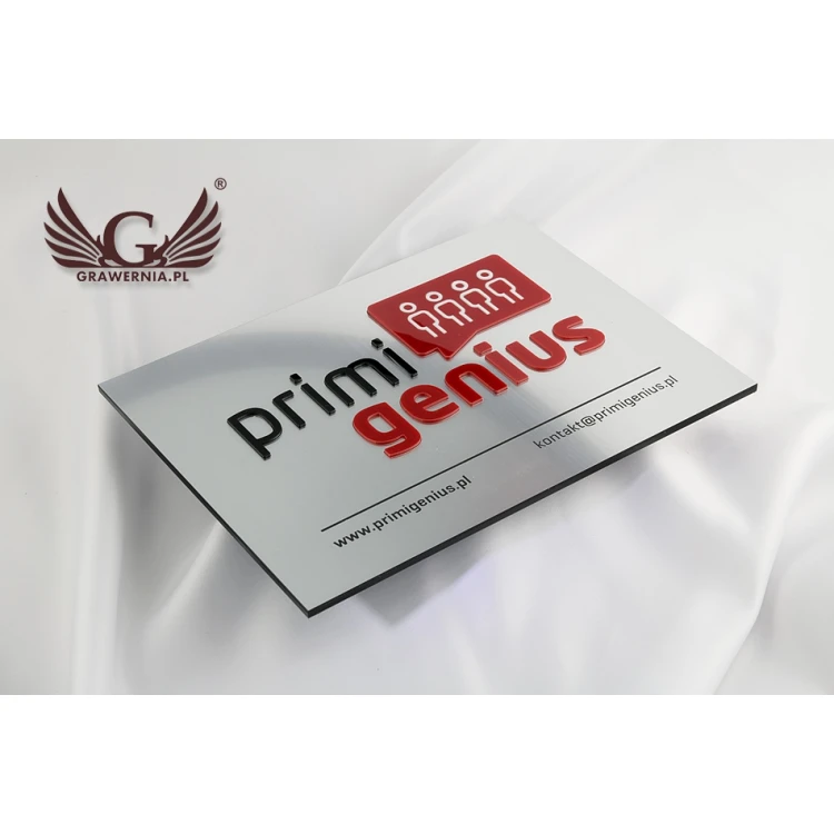 SZYLD FIRMOWY z WYPUKŁYM LOGO - srebrny - SZ069 - wymiary 250x180mm