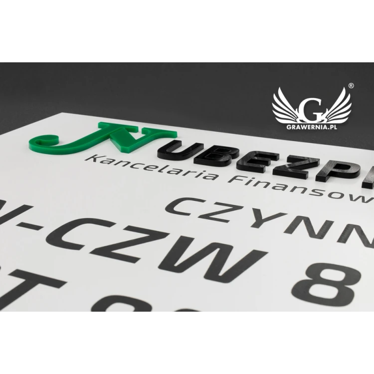SZYLD FIRMOWY z WYPUKŁYM LOGO - na drzwi - SZ117 - wymiary: 420x300mm