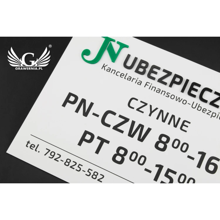 SZYLD FIRMOWY z WYPUKŁYM LOGO - na drzwi - SZ117 - wymiary: 420x300mm
