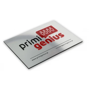 SZYLD FIRMOWY z WYPUKŁYM LOGO - srebrny - SZ069 - wymiary 250x180mm