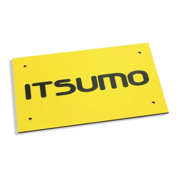 SZYLD FIRMOWY z WYPUKŁYM LOGO - żółty - SZ068 - wymiary 300x179mm