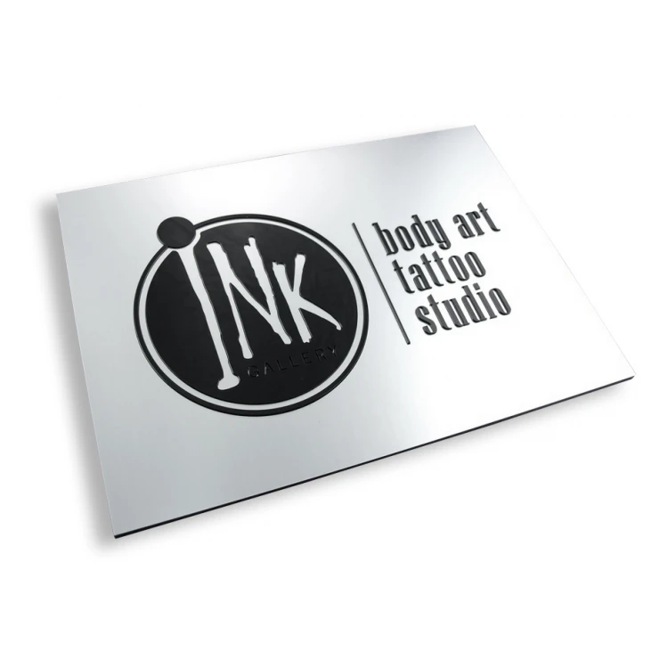 SZYLD FIRMOWY z WYPUKŁYM LOGO - srebrny - SZ062 - wymiary 297x210mm (A4)