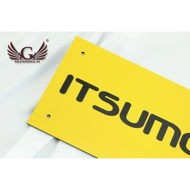 SZYLD FIRMOWY z WYPUKŁYM LOGO - żółty - SZ068 - wymiary 300x179mm