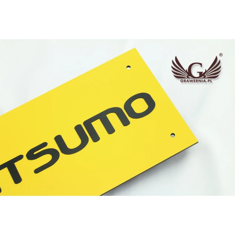 SZYLD FIRMOWY z WYPUKŁYM LOGO - żółty - SZ068 - wymiary 300x179mm