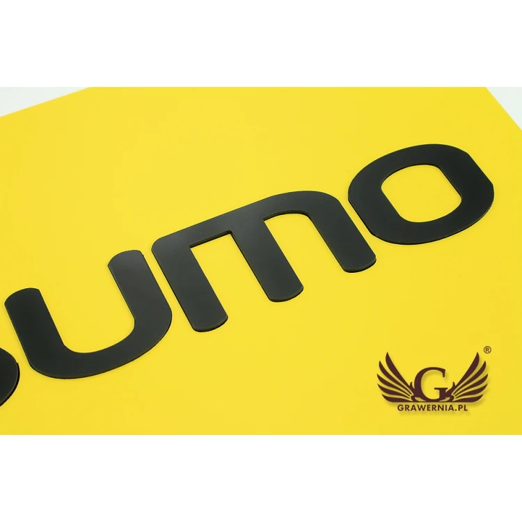 SZYLD FIRMOWY z WYPUKŁYM LOGO - żółty - SZ068 - wymiary 300x179mm