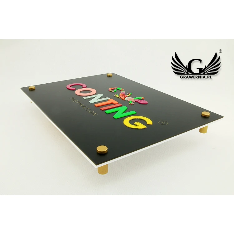SZYLD FIRMOWY z WYPUKŁYM LOGO - kolorowy - SZ073 - wymiary: 297x210mm (format A4)