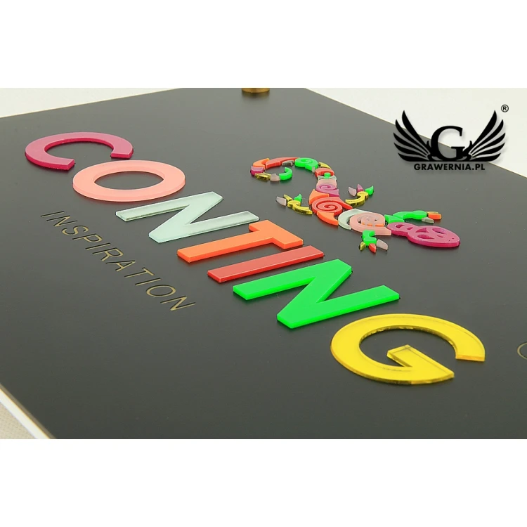 SZYLD FIRMOWY z WYPUKŁYM LOGO - kolorowy - SZ073 - wymiary: 297x210mm (format A4)