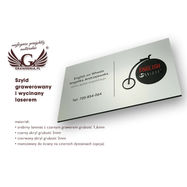 SZYLD FIRMOWY z WYPUKŁYM LOGO - kolorowy - SZ077 - wymiary 300x179mm