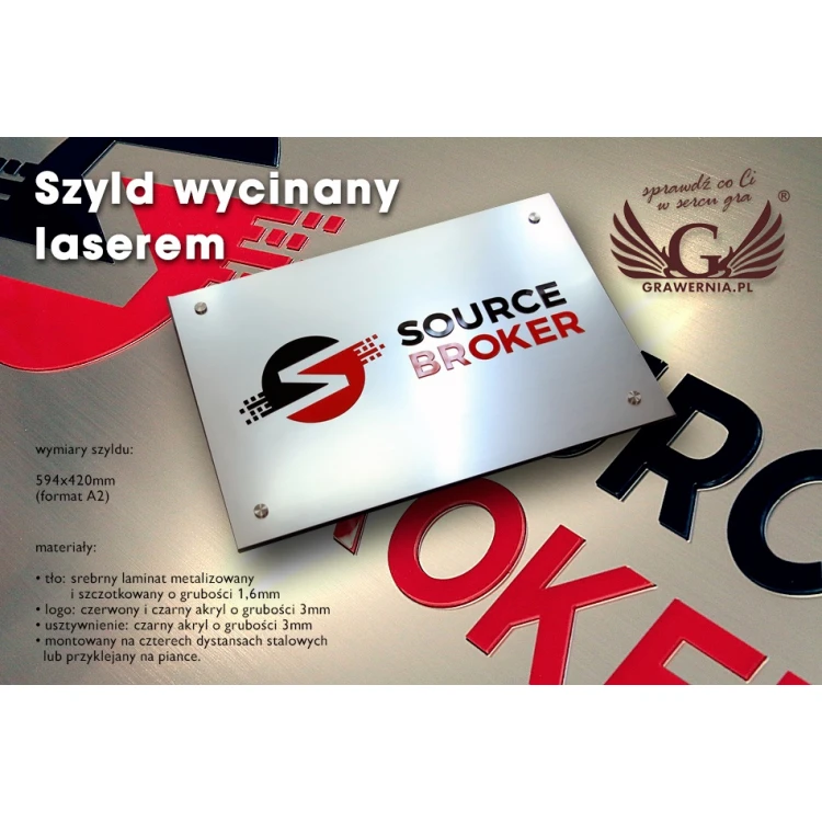 SZYLD FIRMOWY z WYPUKŁYM LOGO - kolorowy - SZ079 - wymiary: 594x420mm 