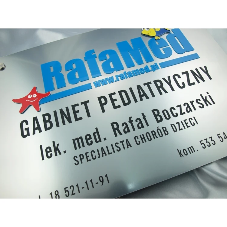 SZYLD GABINET LEKARSKI PEDIATRY - srebrny - SZ044 -  wym. 50x35cm