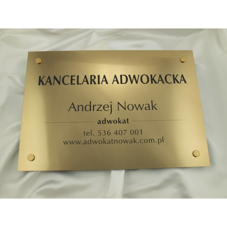 SZYLD GRAWEROWANY - KANCELARIA ADWOKACKA - złoty - SZ047 - wym. 500x350mm