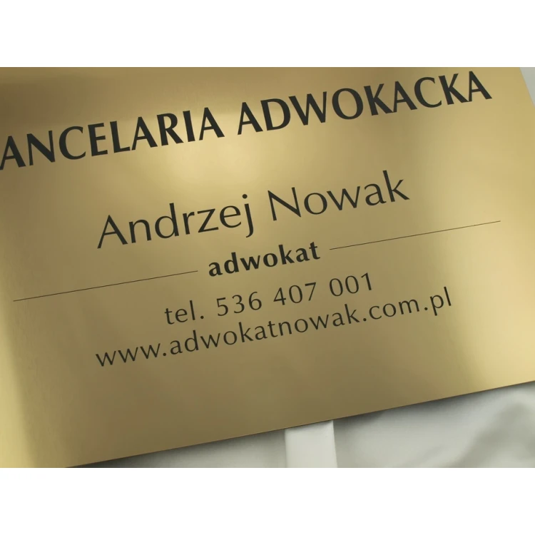 SZYLD GRAWEROWANY - KANCELARIA ADWOKACKA - złoty - SZ047 - wym. 500x350mm