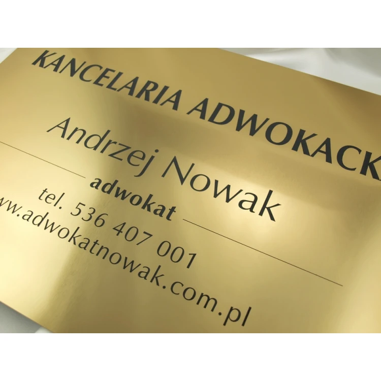 SZYLD GRAWEROWANY - KANCELARIA ADWOKACKA - złoty - SZ047 - wym. 500x350mm